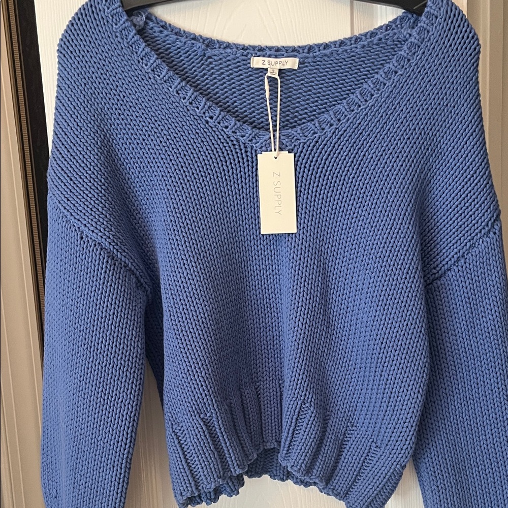 Z Supply Women's V-Neck Sweater in Blue